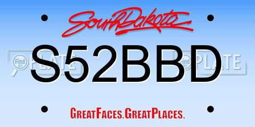 S52BBD South Dakota License Plate