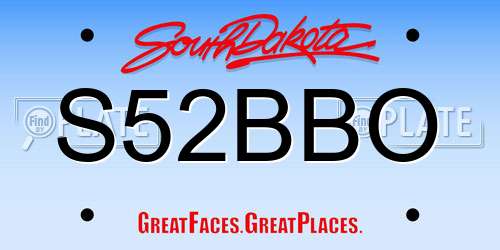 S52BBO South Dakota License Plate