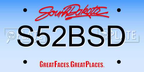 S52BSD South Dakota License Plate