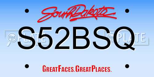 S52BSQ South Dakota License Plate
