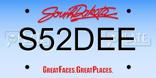 S52DEE South Dakota License Plate