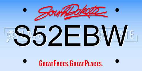 S52EBW South Dakota License Plate