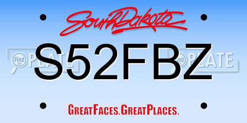 S52FBZ South Dakota License Plate