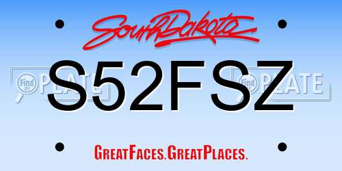 S52FSZ South Dakota License Plate