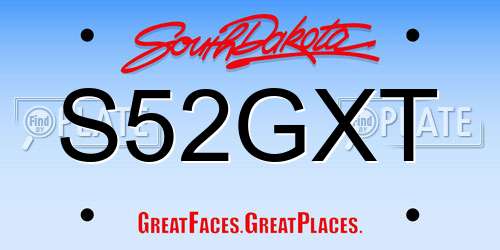 S52GXT South Dakota License Plate