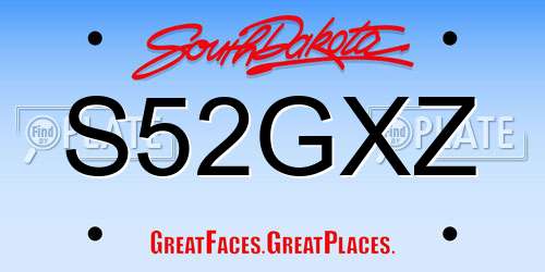 S52GXZ South Dakota License Plate