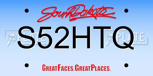S52HTQ South Dakota License Plate