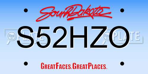 S52HZO South Dakota License Plate