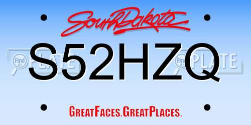 S52HZQ South Dakota License Plate