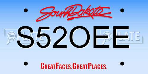 S52OEE South Dakota License Plate