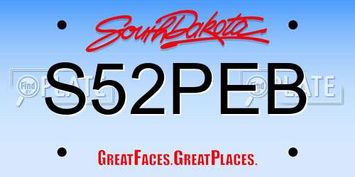 S52PEB South Dakota License Plate
