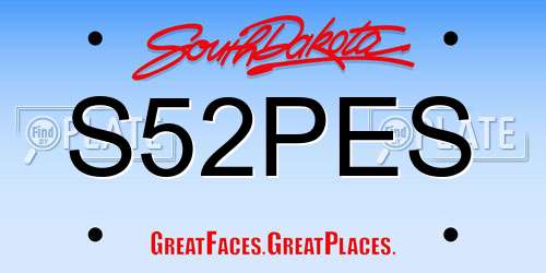 S52PES South Dakota License Plate