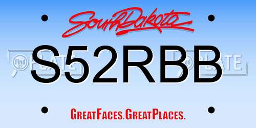 S52RBB South Dakota License Plate