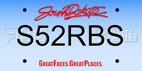 S52RBS South Dakota License Plate