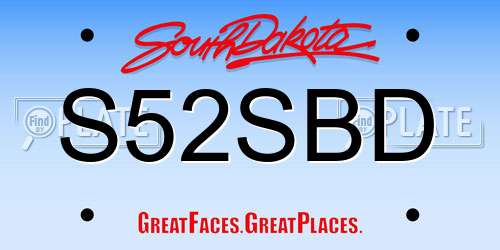 S52SBD South Dakota License Plate