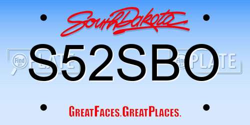 S52SBO South Dakota License Plate