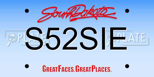 S52SIE South Dakota License Plate