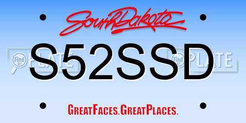 S52SSD South Dakota License Plate