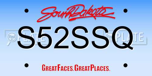 S52SSQ South Dakota License Plate