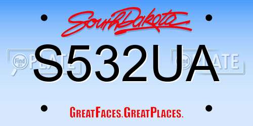 S532UA South Dakota License Plate