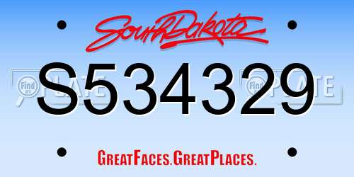 S534329 South Dakota License Plate