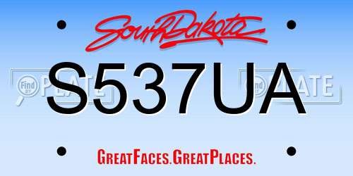 S537UA South Dakota License Plate