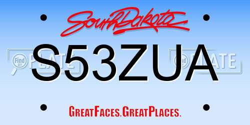 S53ZUA South Dakota License Plate