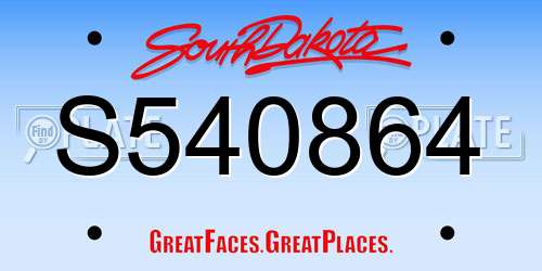 S540864 South Dakota License Plate
