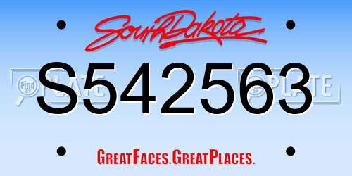 S542563 South Dakota License Plate