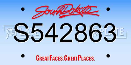 S542863 South Dakota License Plate