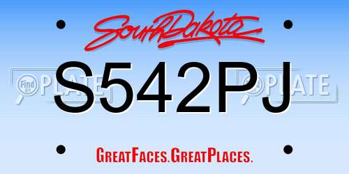 S542PJ South Dakota License Plate