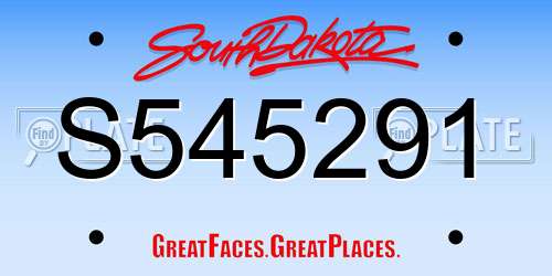 S545291 South Dakota License Plate
