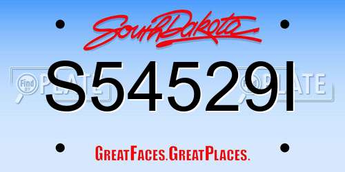 S54529I South Dakota License Plate