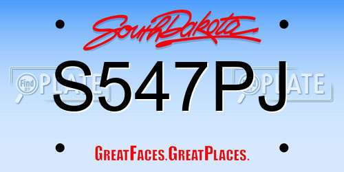 S547PJ South Dakota License Plate