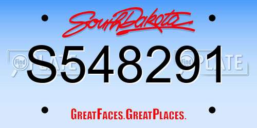 S548291 South Dakota License Plate