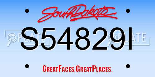 S54829I South Dakota License Plate