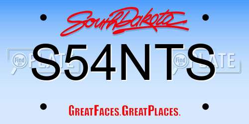 S54NTS South Dakota License Plate
