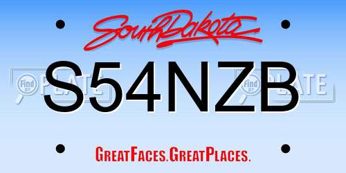 S54NZB South Dakota License Plate