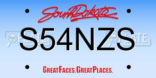 S54NZS South Dakota License Plate