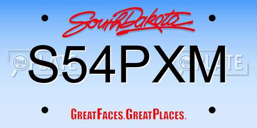 S54PXM South Dakota License Plate