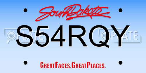 S54RQY South Dakota License Plate