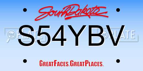 S54YBV South Dakota License Plate