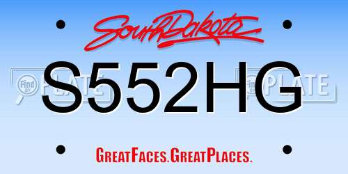 S552HG South Dakota License Plate