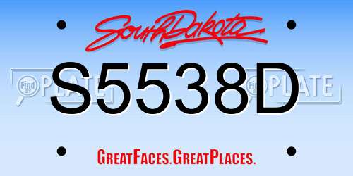 S5538D South Dakota License Plate