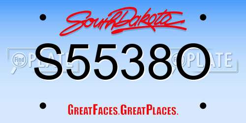 S5538O South Dakota License Plate