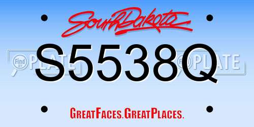 S5538Q South Dakota License Plate