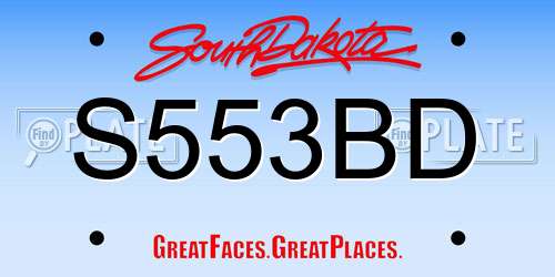S553BD South Dakota License Plate