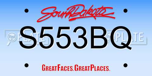 S553BQ South Dakota License Plate