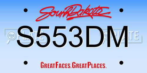 S553DM South Dakota License Plate