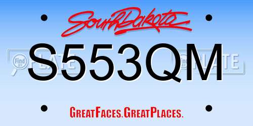 S553QM South Dakota License Plate